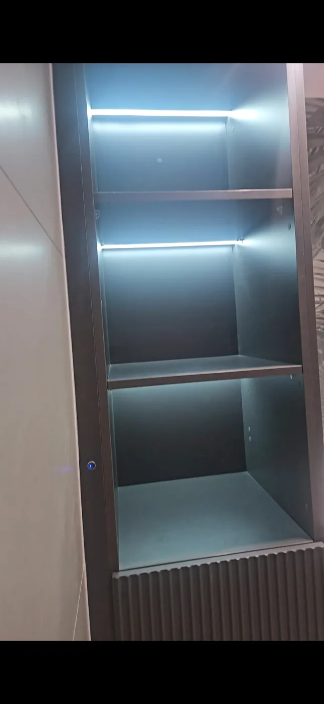 Fitted vanity cabinet · LED interior shelving